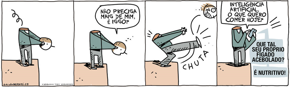 Texto 2 - tirinha sobre inteligência artificial e próprio fígado acebolado