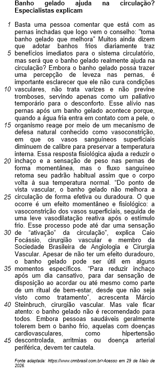 Texto: Banho gelado ajuda na circulação? Especialistas explicam