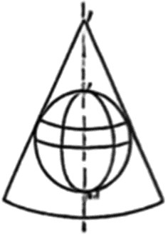 Globo terrestre inscrito em um cone