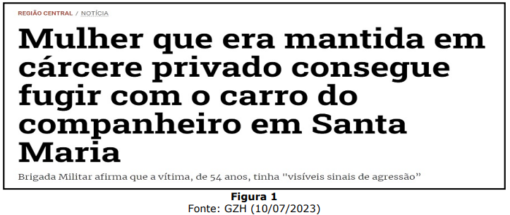 Notícia sobre cárcere privado e violência contra a mulher