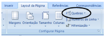 Imagem menu Quebras Word 2010