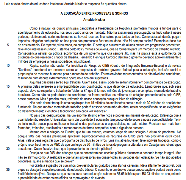 Texto base da questão
