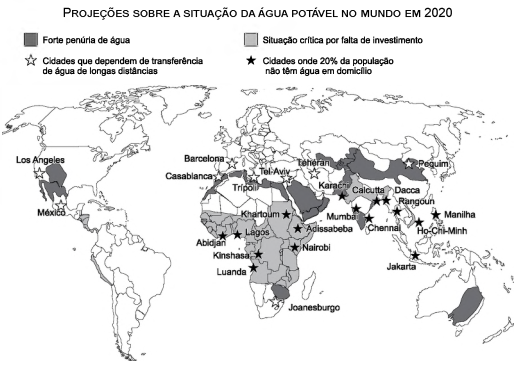 Mapa - Água potável no mundo 2020