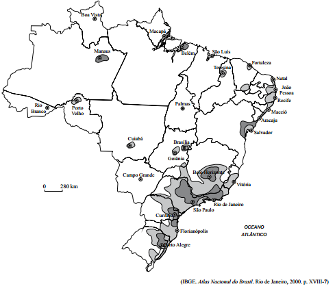 Mapa industrialização Brasil
