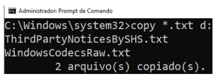 Prompt de comando copy *.txt d: