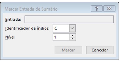 Caixa de diálogo Marcar Entrada de Sumário no Word