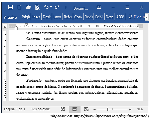 Microsoft Word 2013 exemplo de texto