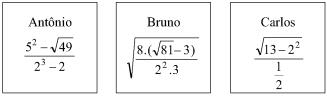 Expressões de Antônio, Bruno e Carlos