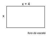 Figura de retângulo com lados x e x+4 - questão PM-SP VUNESP