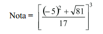 Expressão: [((-5)^2 + √81) / 17]^3