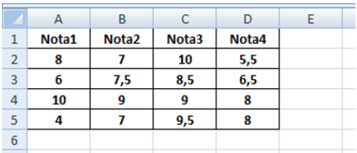 Cálculo de média no Excel