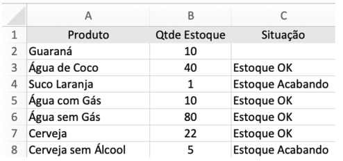 Planilha Excel - controle de estoque