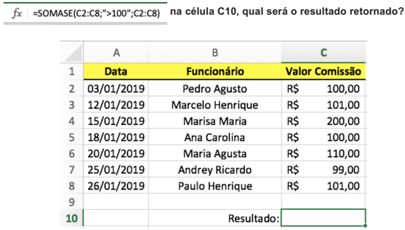 Planilha Excel 2016 com cálculo de comissão