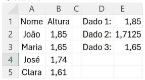Planilha Excel média altura