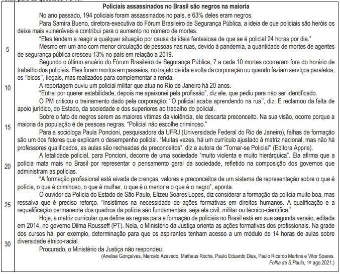 Texto para a questão