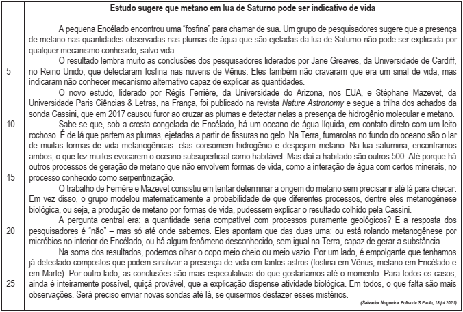 Texto para a questão