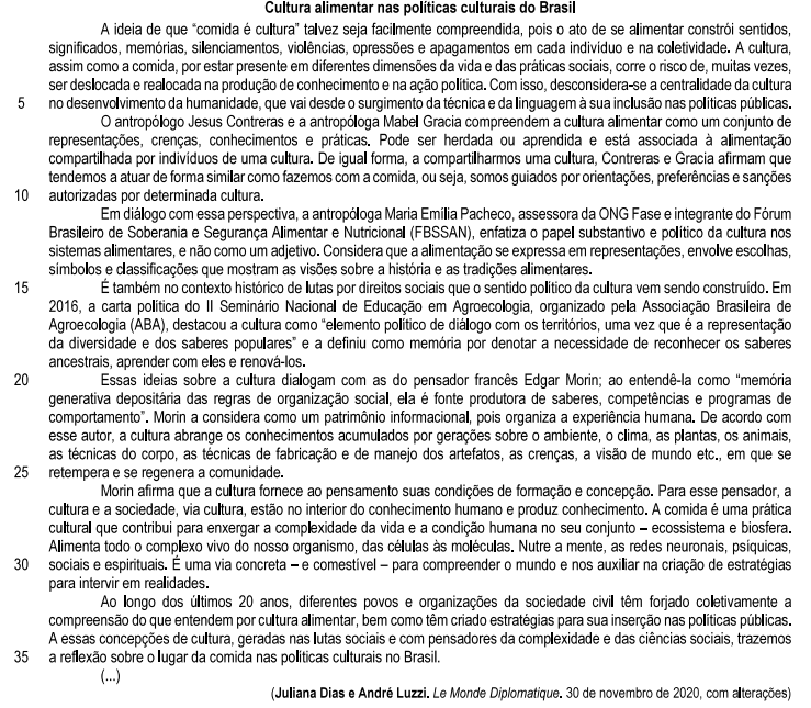 Texto para a questão