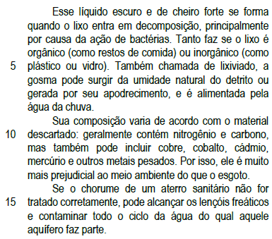 Texto mundo estranho chorume do lixo