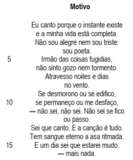 Poema Motivo - Cecília Meireles