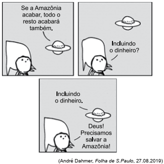 Tira André Dahmer Folha de S.Paulo 27.08.2019 - questão PM-SP VUNESP