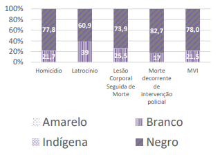 Gráfico mortes violentas intencionais por cor/raça